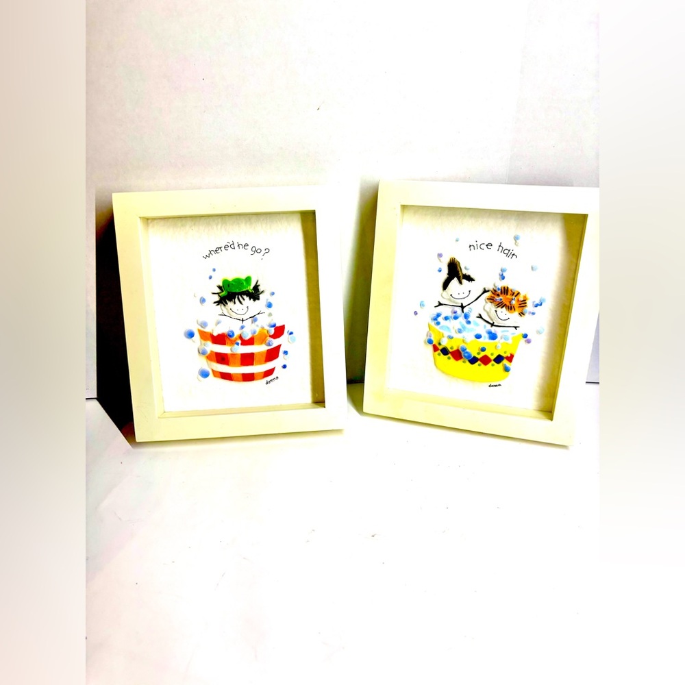 Vintage Y2K Shadowbox Framed Bathroom Art Signed DONNA KLOTZLE, Spirit Mountain